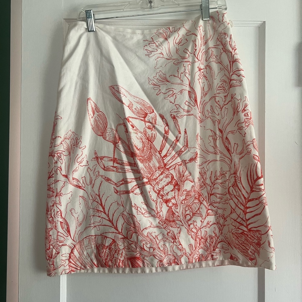 Anthropology Underwater seascape with lobster Red and White Skirt